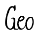 The image contains the word 'Geo' written in a cursive, stylized font.