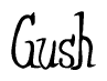 The image is of the word Gush stylized in a cursive script.