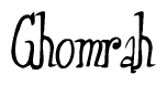   The image is of the word Ghomrah stylized in a cursive script. 