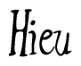 The image is of the word Hieu stylized in a cursive script.