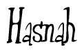The image is of the word Hasnah stylized in a cursive script.