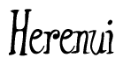 The image contains the word 'Herenui' written in a cursive, stylized font.