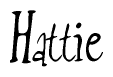 The image contains the word 'Hattie' written in a cursive, stylized font.