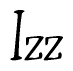 The image is of the word Izz stylized in a cursive script.