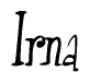 The image is of the word Irna stylized in a cursive script.