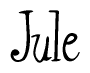 The image is of the word Jule stylized in a cursive script.