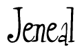The image is of the word Jeneal stylized in a cursive script.