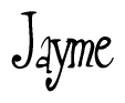 The image is of the word Jayme stylized in a cursive script.