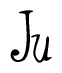 The image is a stylized text or script that reads 'Ju' in a cursive or calligraphic font.