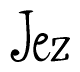 The image contains the word 'Jez' written in a cursive, stylized font.
