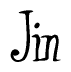 The image is a stylized text or script that reads 'Jin' in a cursive or calligraphic font.