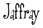 The image is of the word Jaffray stylized in a cursive script.