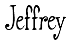 The image is a stylized text or script that reads 'Jeffrey' in a cursive or calligraphic font.