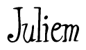 The image is of the word Juliem stylized in a cursive script.