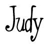 The image is a stylized text or script that reads 'Judy' in a cursive or calligraphic font.