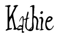The image contains the word 'Kathie' written in a cursive, stylized font.