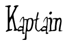 The image contains the word 'Kaptain' written in a cursive, stylized font.