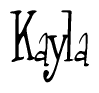 The image contains the word 'Kayla' written in a cursive, stylized font.