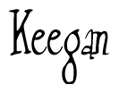 The image is a stylized text or script that reads 'Keegan' in a cursive or calligraphic font.