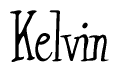 The image contains the word 'Kelvin' written in a cursive, stylized font.