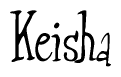 The image is of the word Keisha stylized in a cursive script.