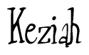 The image contains the word 'Keziah' written in a cursive, stylized font.