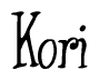 The image contains the word 'Kori' written in a cursive, stylized font.