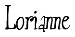 The image is of the word Lorianne stylized in a cursive script.