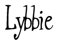 The image is of the word Lybbie stylized in a cursive script.