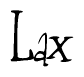 The image is of the word Lax stylized in a cursive script.