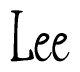 The image is of the word Lee stylized in a cursive script.