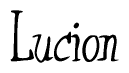The image contains the word 'Lucion' written in a cursive, stylized font.
