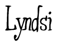 The image is of the word Lyndsi stylized in a cursive script.