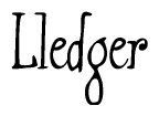 The image contains the word 'Lledger' written in a cursive, stylized font.