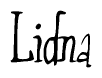 The image contains the word 'Lidna' written in a cursive, stylized font.