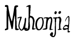 The image contains the word 'Muhonjia' written in a cursive, stylized font.