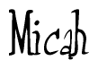  The image is of the word Micah stylized in a cursive script. 
