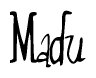   The image is of the word Madu stylized in a cursive script. 