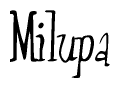 The image is of the word Milupa stylized in a cursive script.