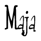 The image contains the word 'Maja' written in a cursive, stylized font.