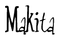 The image is of the word Makita stylized in a cursive script.