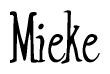 The image contains the word 'Mieke' written in a cursive, stylized font.