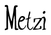 The image is of the word Metzi stylized in a cursive script.