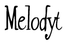 The image is of the word Melodyt stylized in a cursive script.