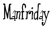 The image is of the word Manfriday stylized in a cursive script.
