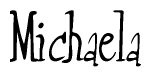 The image contains the word 'Michaela' written in a cursive, stylized font.