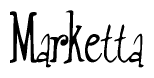 The image is of the word Marketta stylized in a cursive script.