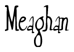 The image is a stylized text or script that reads 'Meaghan' in a cursive or calligraphic font.