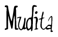 The image is of the word Mudita stylized in a cursive script.
