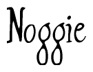 The image is a stylized text or script that reads 'Noggie' in a cursive or calligraphic font.